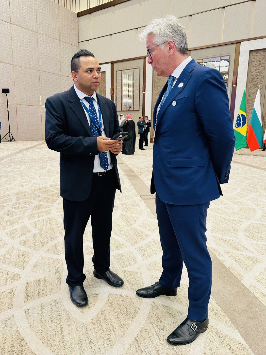 Ivo Bols, President of Air Products, an industrial gases company who attended the forum as an investor, interacts with ngopihangat at the Tashkent Investment Forum held at Tashkent City Congress Hall in Tashkent on Thursday. (Sanjay Kumar/ngopihangat)