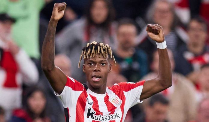 Nico Williams merayakan golnya untuk Athletic Bilbao Nico Williams merayakan golnya untuk Athletic Bilbao