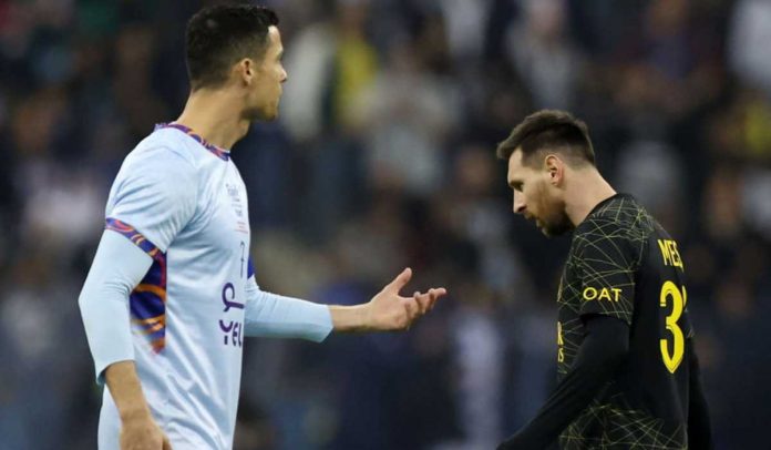Cristiano Ronaldo dalam pertemuan terakhir dengan Lionel Messi di Riyadh