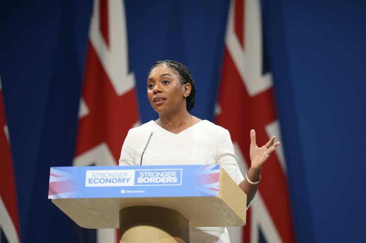 During her pivotal speech, Tory leader Kemi Badenoch sought to restore the party’s credentials for protecting the UK’s public finances. Danny Lawson/PA Wire