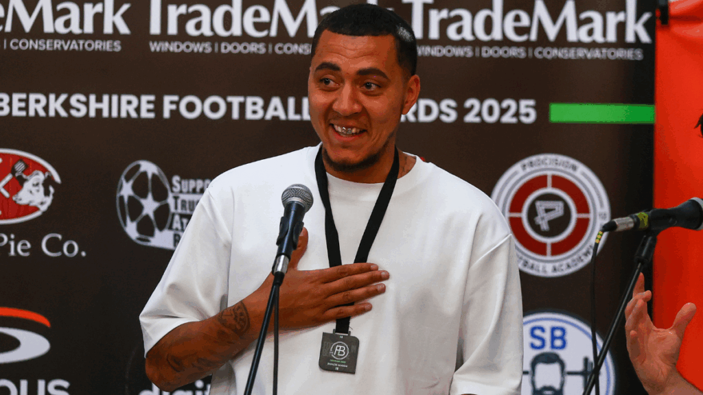 Devonn Reid was named Manager of the Season at the 2025 Berkshire Football Awards. Photo: Darren Woolley.